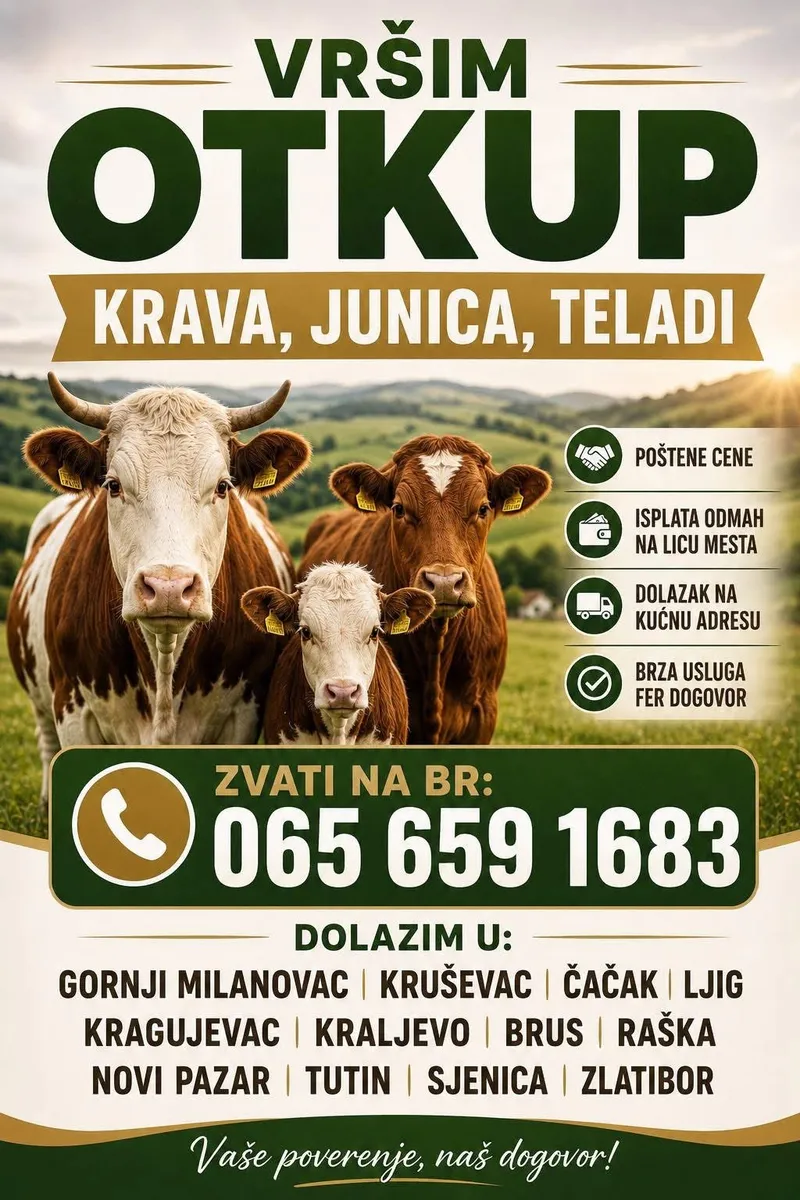 Otkup krava, junica, teladi i ovaca
